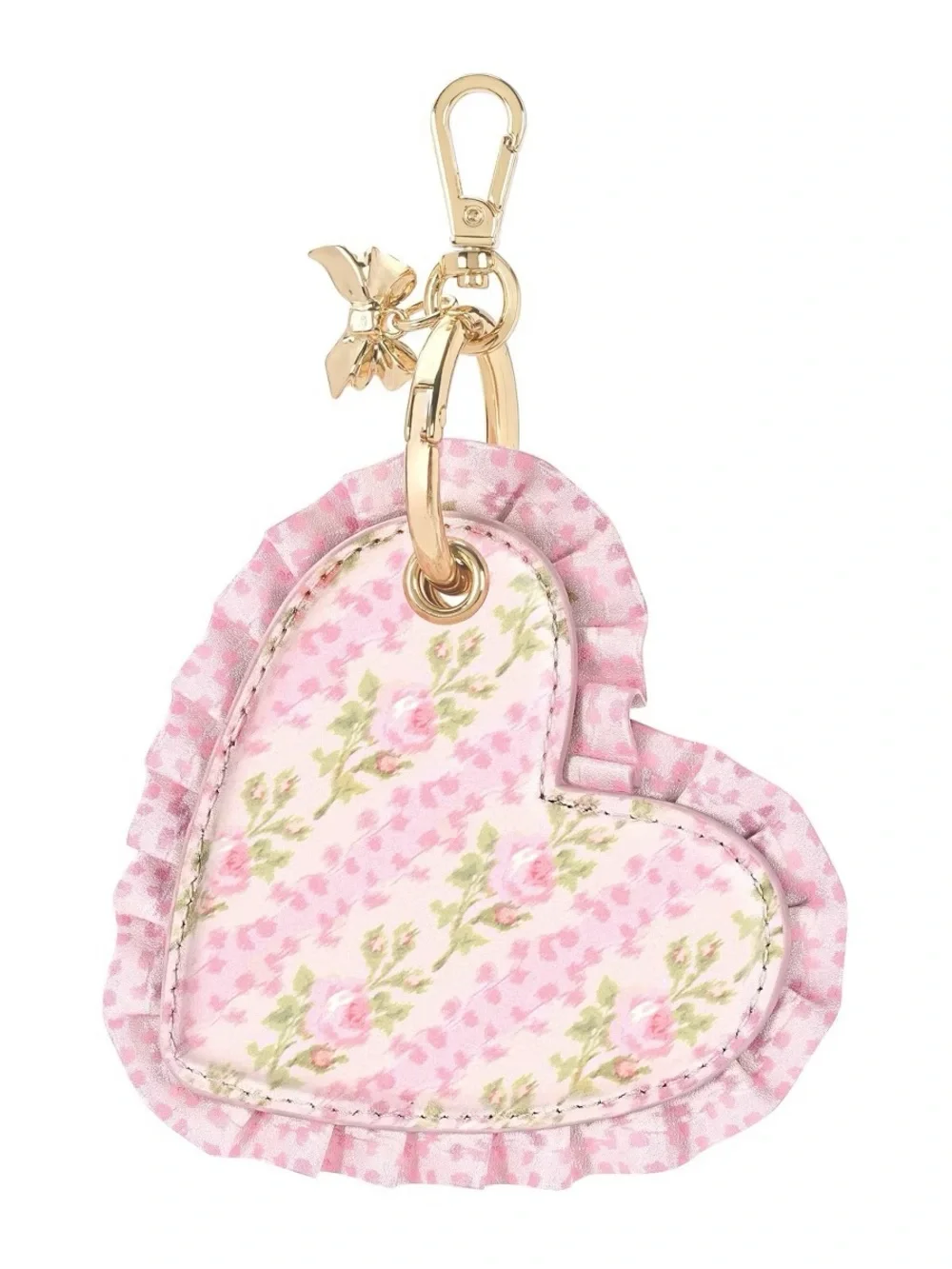 LoveShackFancy Blooming Heirloom Ruffled Heart AirTag Charm Strawberry Macaroon